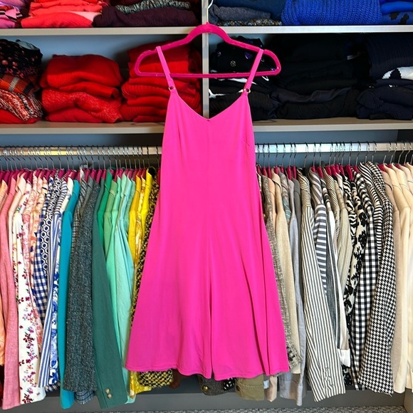 Calvin Klein hot pink sleeveless v neck midi dress size 4 - Picture 1 of 3